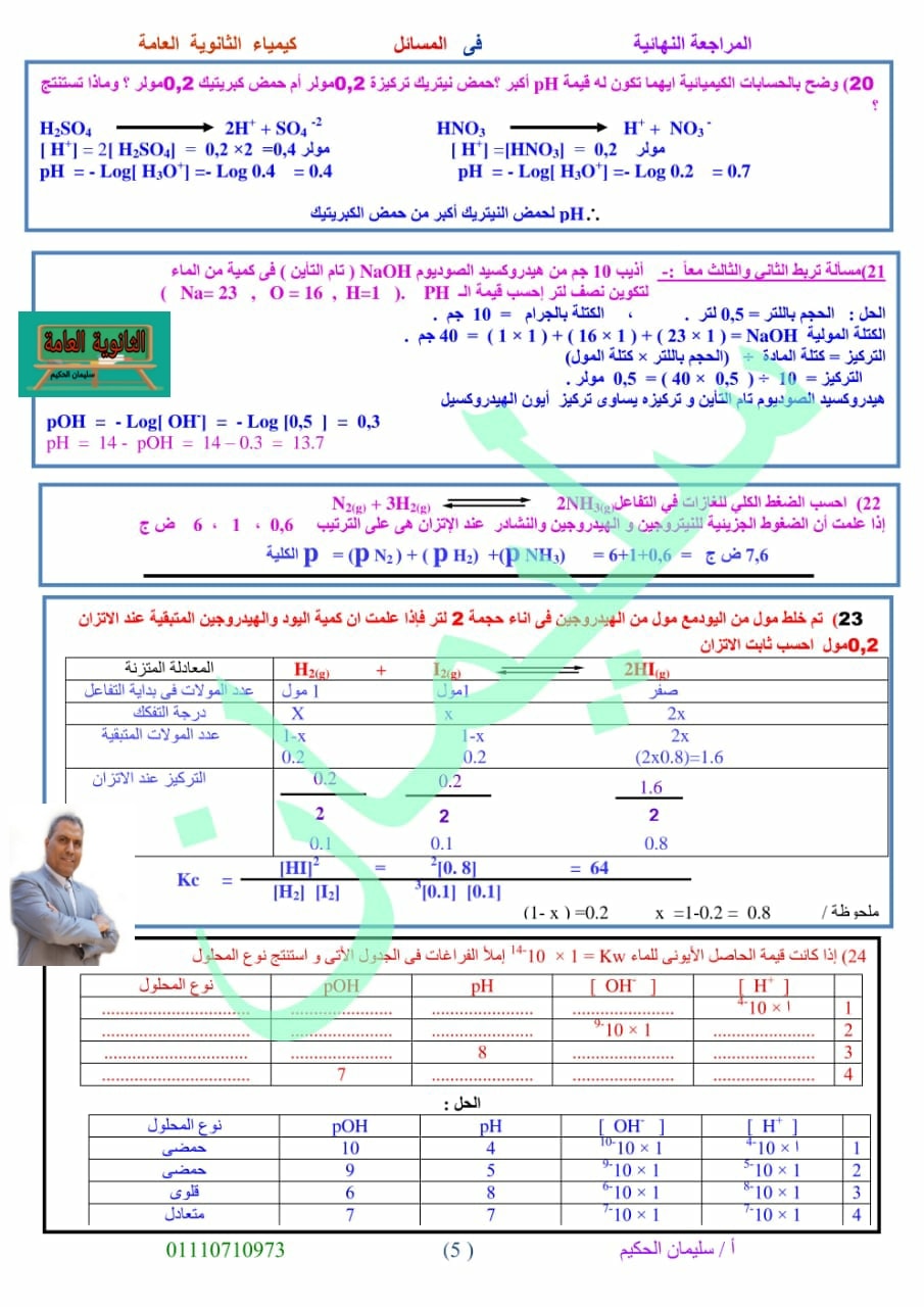 مراجعة قوانين الكيمياء للصف الثالث الثانوى أ/ سليمان الحكيم 5