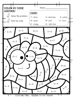An Apple For The Teacher: Bugs Color By Number Math Facts Practice