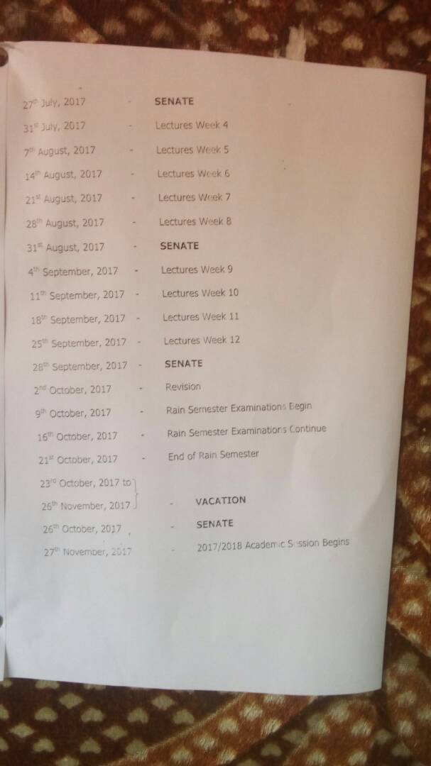 See FUTO Updated Academic Calendar For The 2016/2017 Academic Session