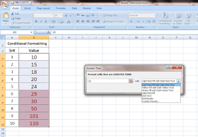 how to create conditional formatting in excel for greater than