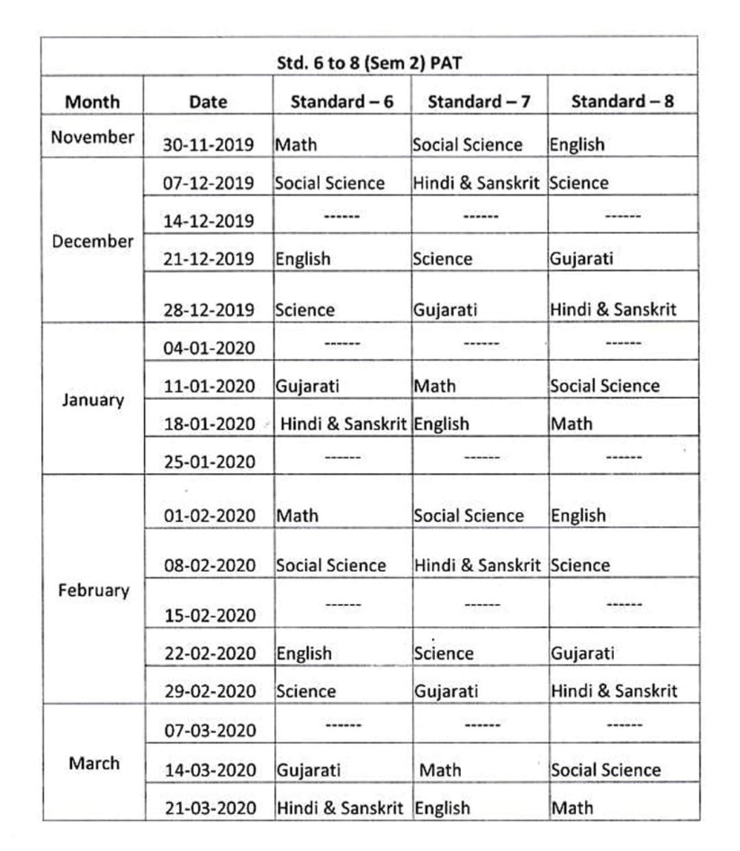 Time table slide image