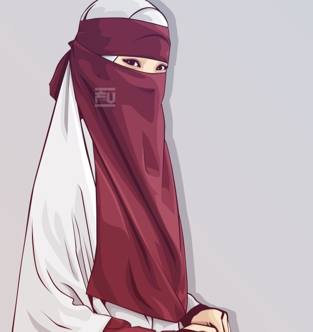 Gambar kartun muslimah comel bercadar Terbaru