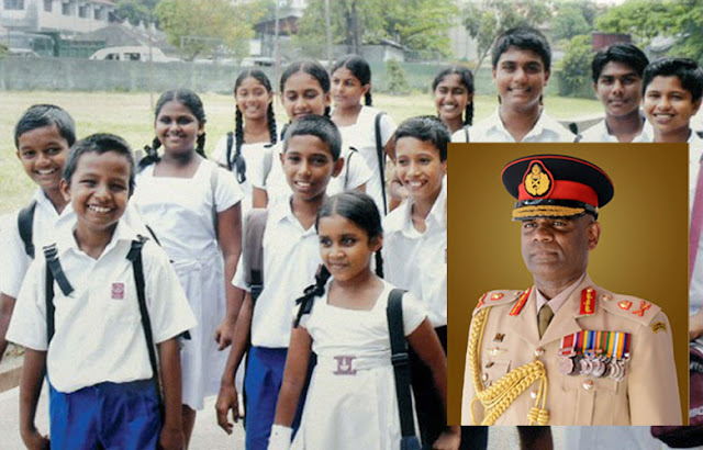school Children Army Commander Lieutenant General Mahesh Senanayake