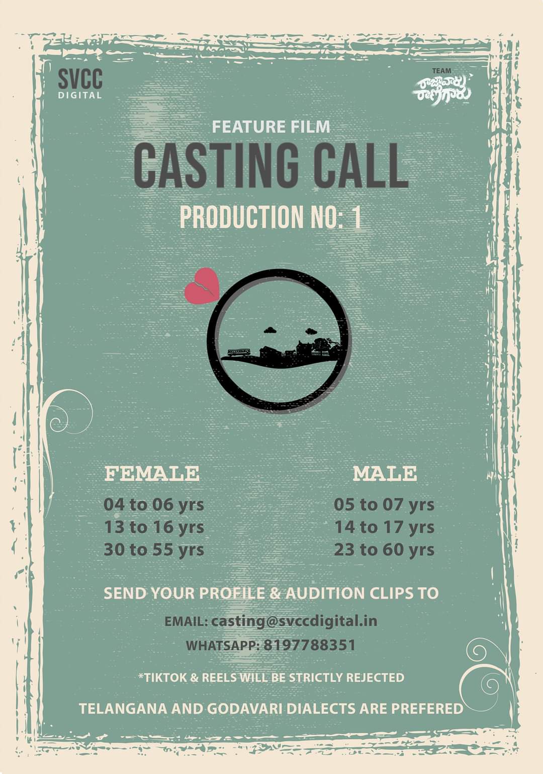 Telugu tv serial acting chance Telugu tv serial acting chance