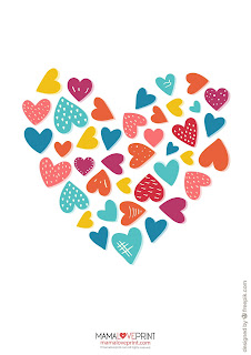 Mama Love Print Printable -  Nursey Heart Poster Free Download Freebies Printable for Home Decoration Print Gift Art