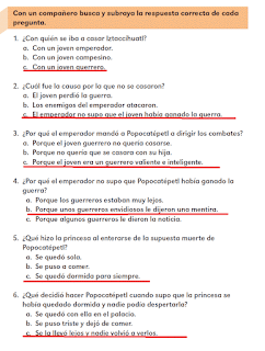 Respuestas Apoyo Primaria Español 2do grado Bloque 2 lección 5 La leyenda de los volcanes