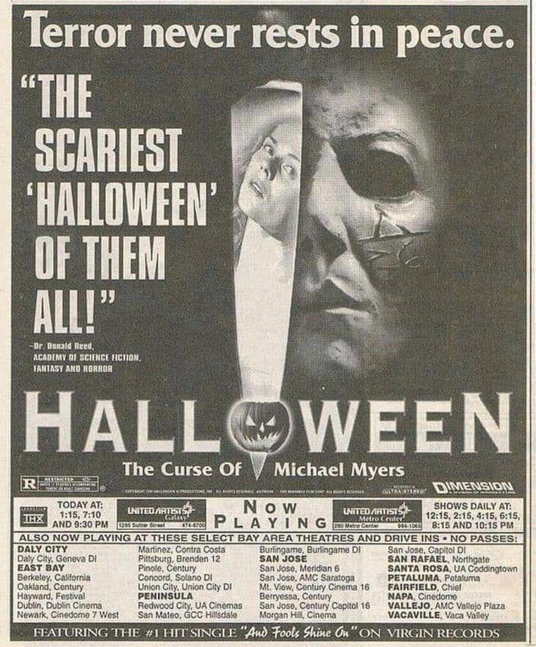 The Horrors of Halloween HALLOWEEN 6 THE CURSE OF MICHAEL MYERS (1995) Newspaper Ads, Sales