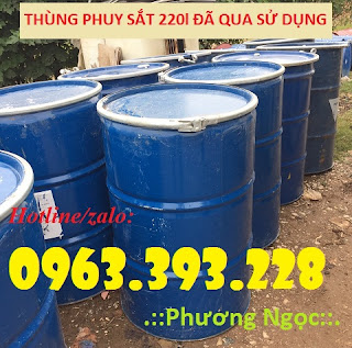 Thùng phuy sắt 220 Lít nắp mở đã qua sử dụng, thùng phuy sắt cũ 9b880552458bbcd5e59a
