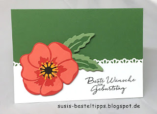 viele Ideen und Techniken mit Stampin' Up! Stanzenset Mohnblüten poppy moments dies, stampin up stanzformen mohnblüten, diy, technik. diy stempel, moosgummi, layered, anemone, bunter blumenstrauss, steinmauer, aquarell, hintergrund, transparentpapier, savanne, sab, gratisprodukt, diy prägeform, embossing folder, brusho, distress