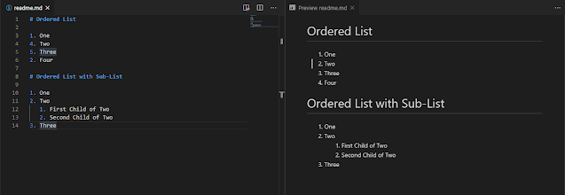 Ordered list syntax