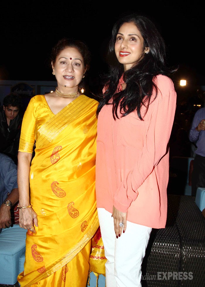 Sridevi: Aruna Irani with Sridevi at the music launch of Bol baby Bol
