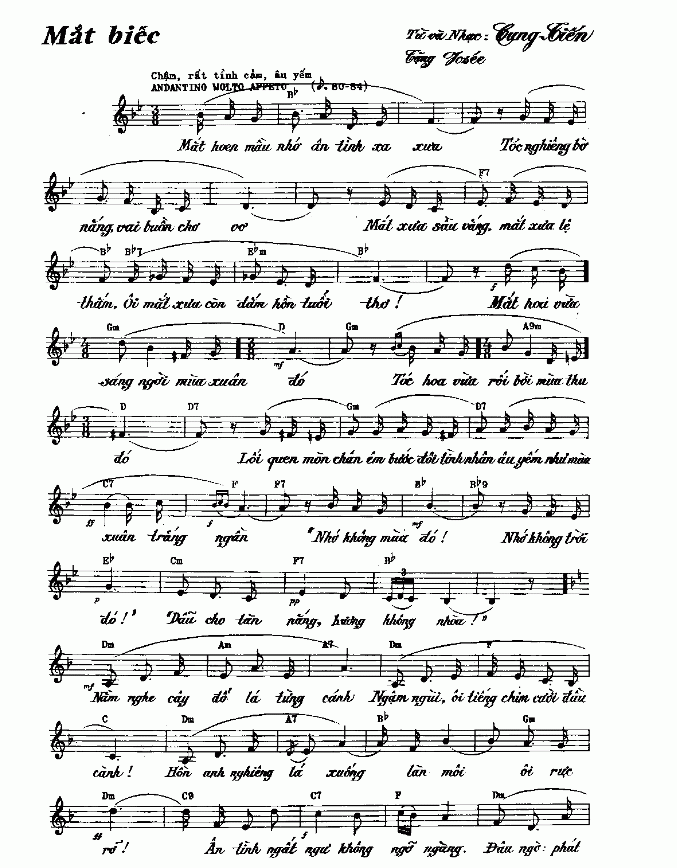 SHEET MUSIC FREE Sheet PIANO FOR YOU Sheet Nhạc Bài Mắt Biếc