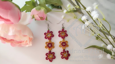 Pendientes en macramé, aros, aretes, Earrings, hoops, earrings in macramé by #AdrianaAbril