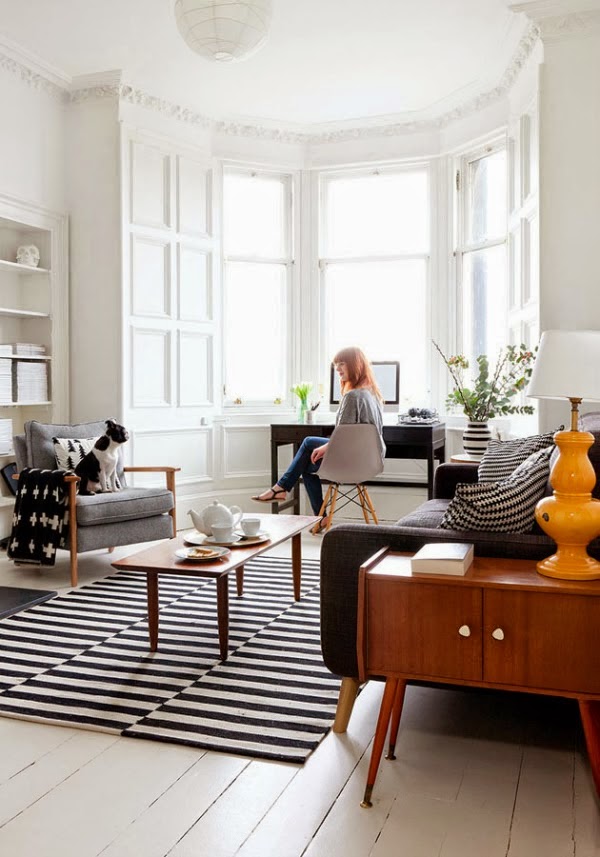 White walls in a living room.