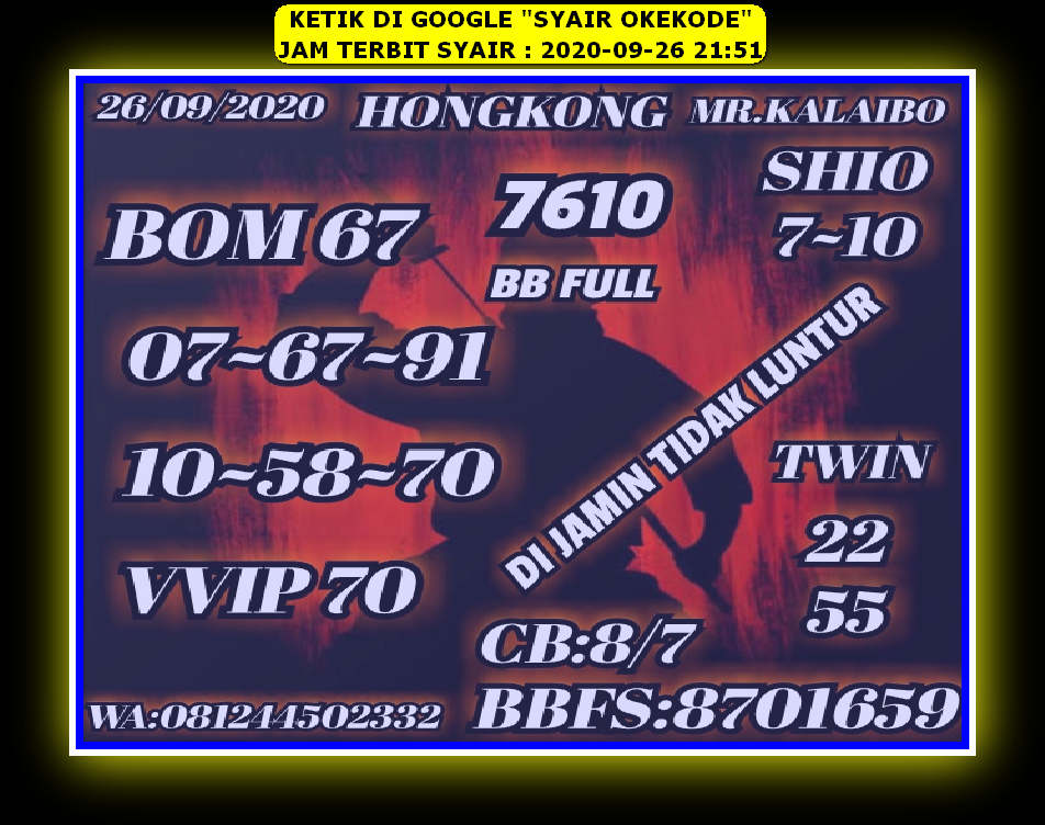 1 New Message Kode Syair Hongkong 26 September 2020 Forum Syair Togel Hongkong Singapura Sydney
