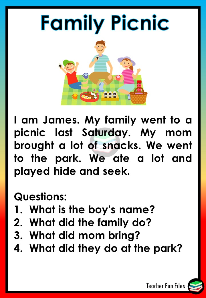 Teacher Fun Files Reading with Comprehension Questions