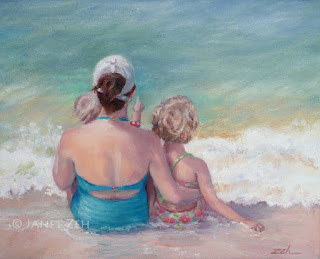 Mother and Children at the Beach Oil Painting on Canvas