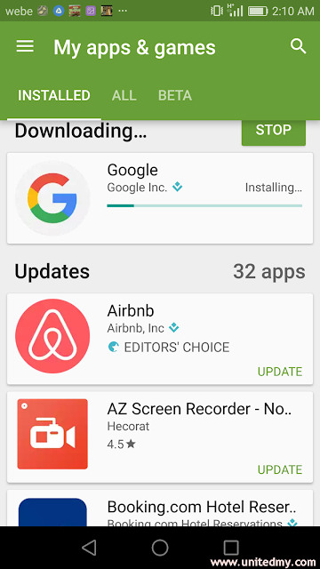 Webe and google app update