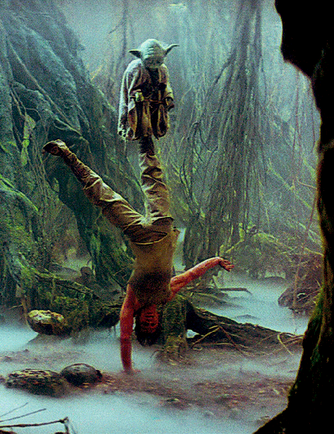 Mestre Yoda Treina Luke Skywalker nas artes Jedi