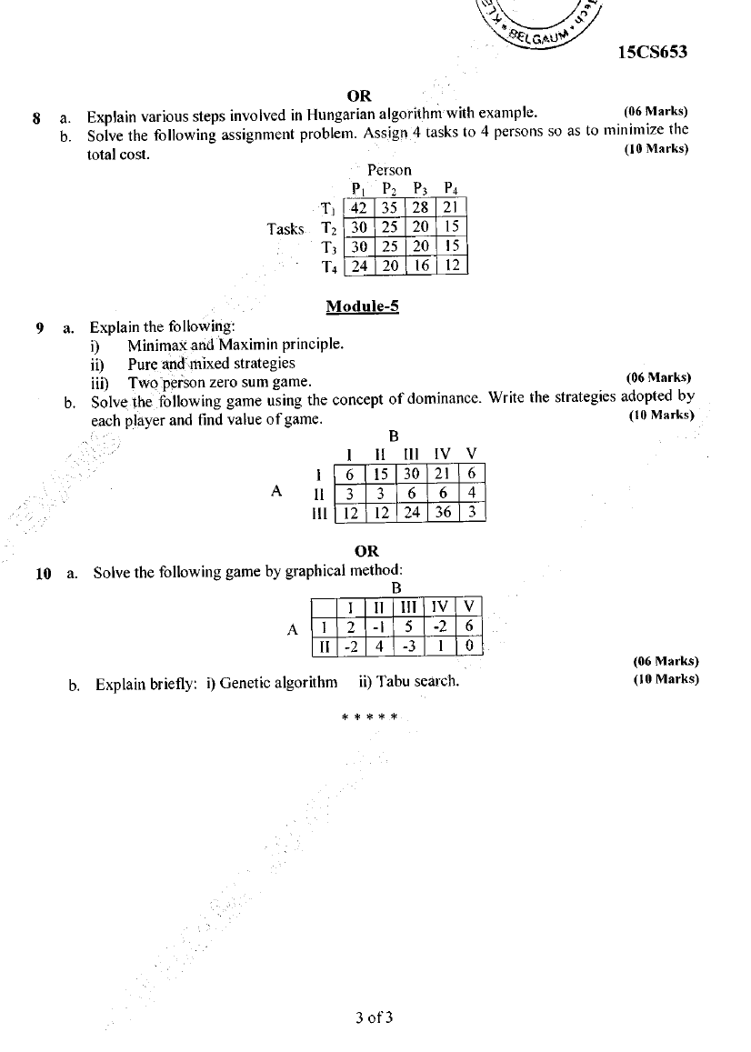 Operation research vtu question papers 2010 scheme picture
