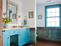 blue bathroom cabinets