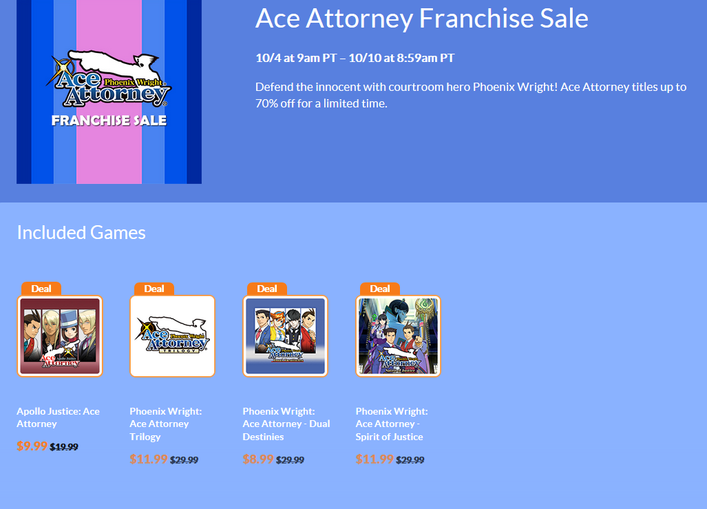 KoopaTV October 2018 Ace Attorney Franchise Sale — Timely and Topical