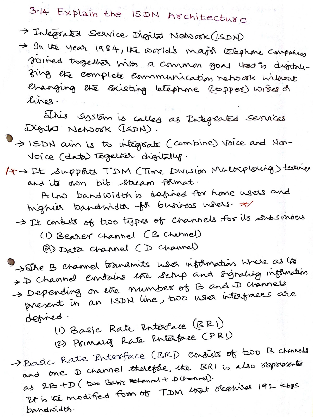 Networking(DCCN): INTEGRATED SERVICE DIGITAL NETWORK (ISDN) ARCHITECTURE