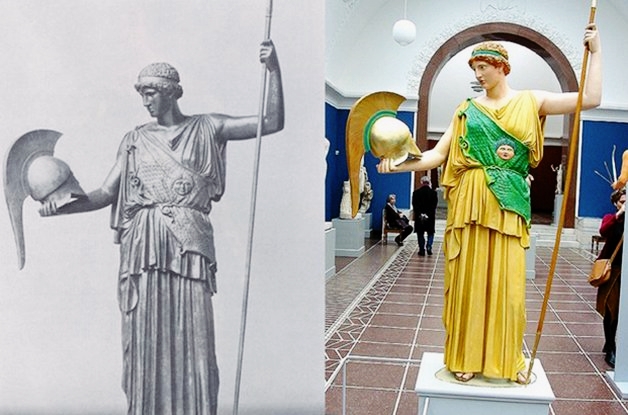 luz uv revela cores originais de estátuas gregas, cores originais de estátuas gregas, restauração de estátuas gregas, estátuas gregas coloridas, estátuas gregas com cores