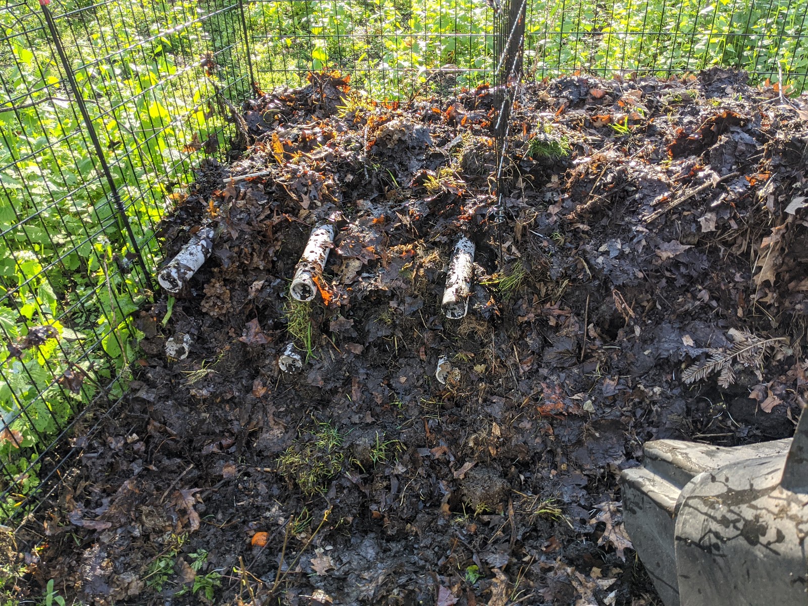 DIY Passive Compost Aeration Perforated PVC Pipe Inserted