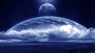 Blue Moon & Clouds HD Wallpaper
