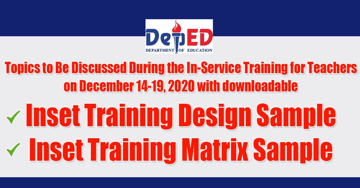 Topics to Be Discussed During the InService Training for Teachers on