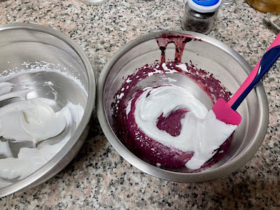 whipped cream folded into berry mixture