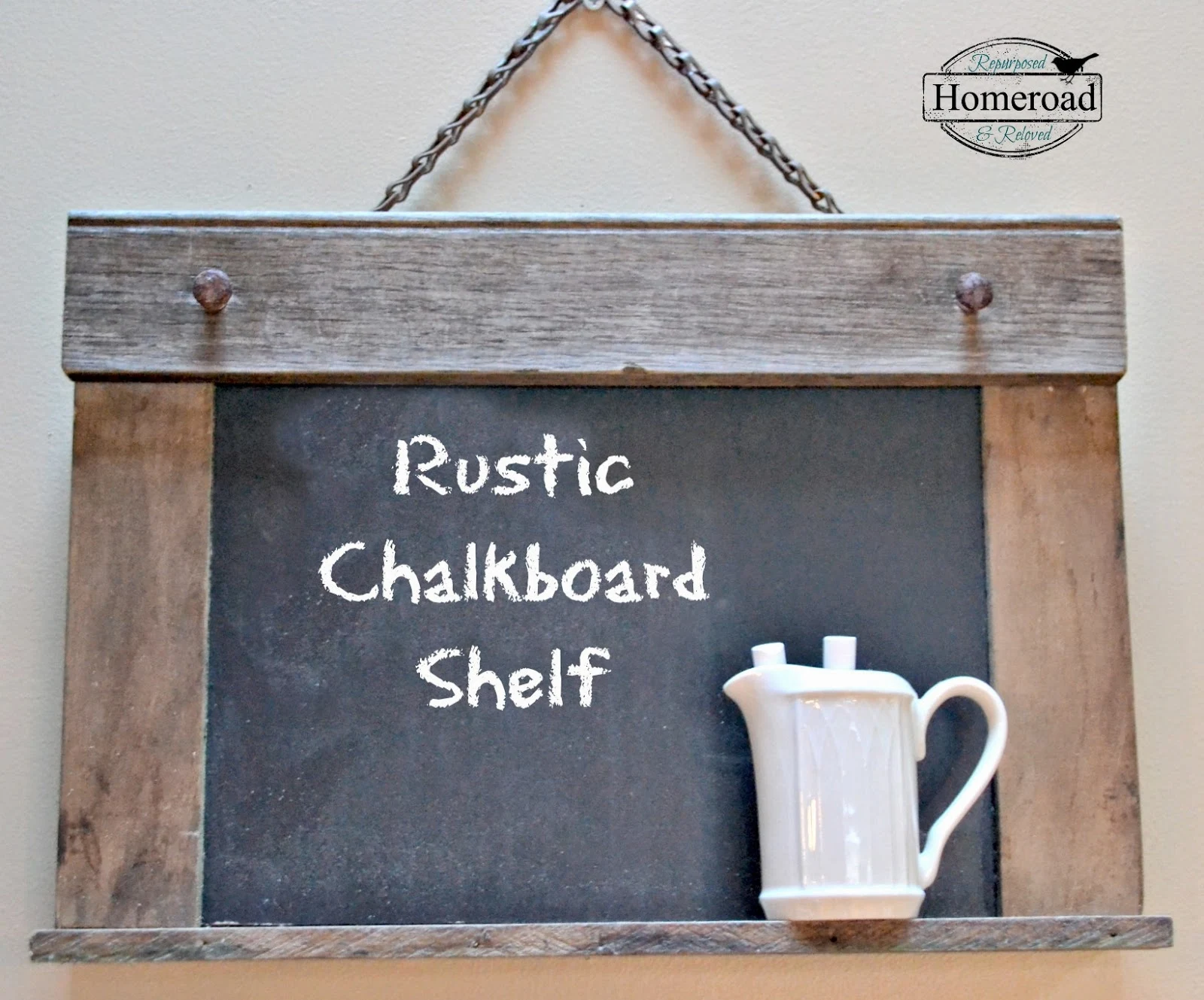 Rustic Chalkboard Shelf www.homeroad.net