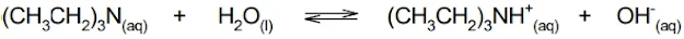 As aminas são bases de Bronsted-Lowry, portanto soluções aquosas desses compostos apresentam pH alcalino. Considere que, numa dada condição, o Kb da trietilamina, (CH3CH2)3N, é igual a 4,9 x 10⁻⁴.