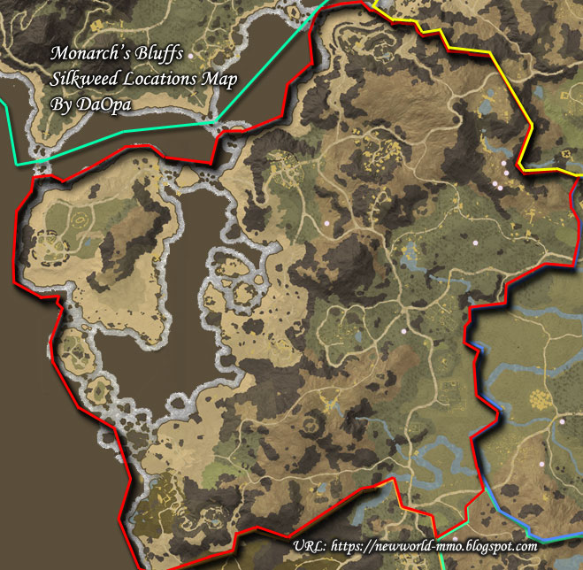 New World Monarch's Bluffs silkweed map