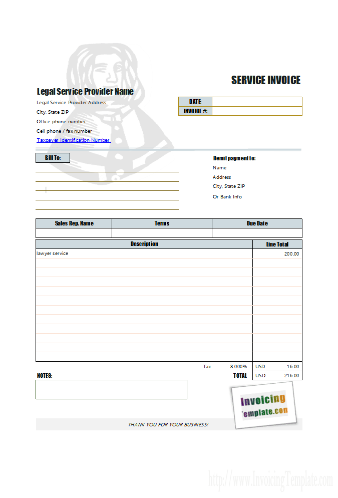 Template Of Invoice For Services Rendered