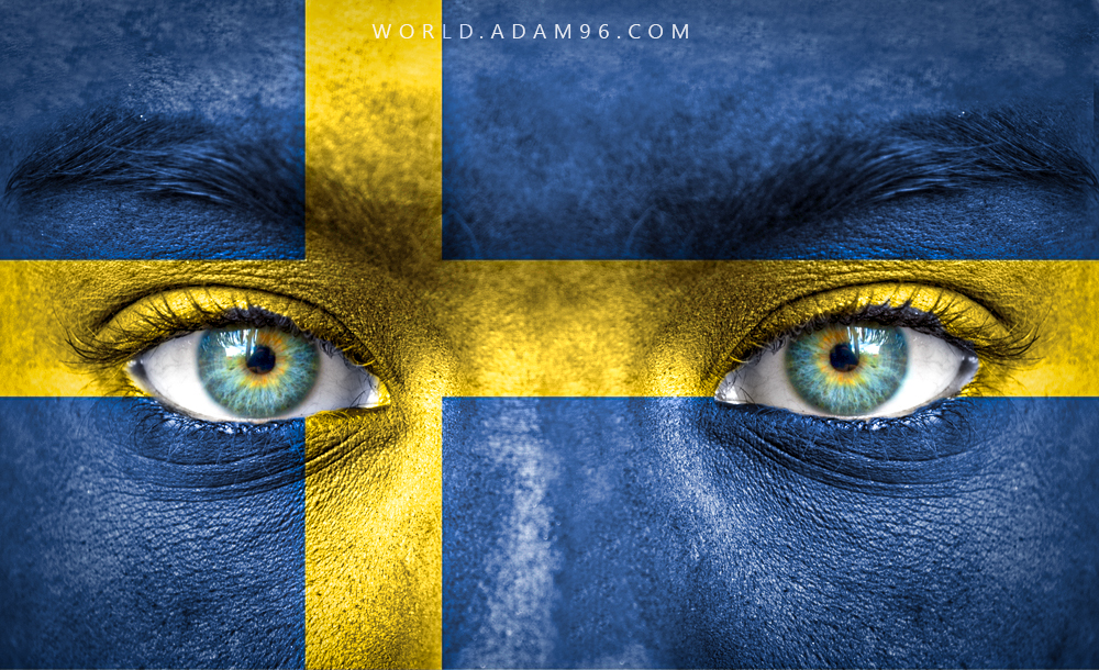 beautiful Sweden background on the face of the flag of Sweden