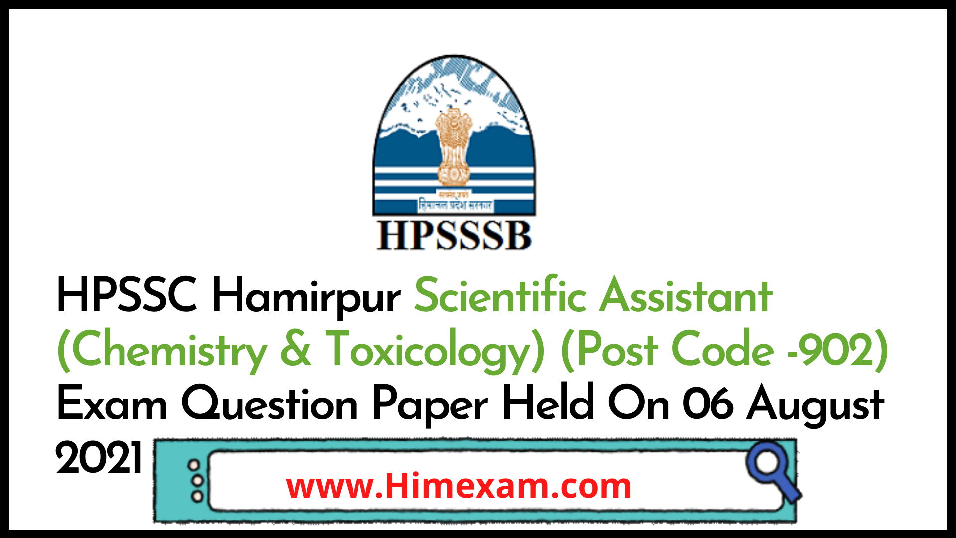 HPSSC Hamirpur Scientific Assistant (Chemistry & Toxicology) (Post Code -902) Exam Question Paper Held On 06 August 2021 HPSSC Hamirpur Scientific Assistant (Chemistry & Toxicology) (Post Code -902) Exam Question Paper Held On 06 August 2021