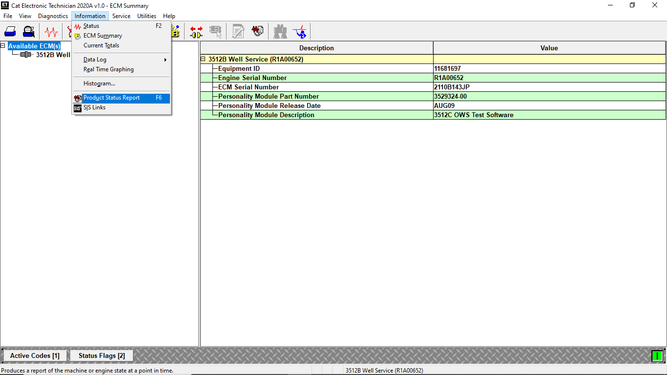 Create Product Status Report on Caterpillar ET Software Blog.Teknisi