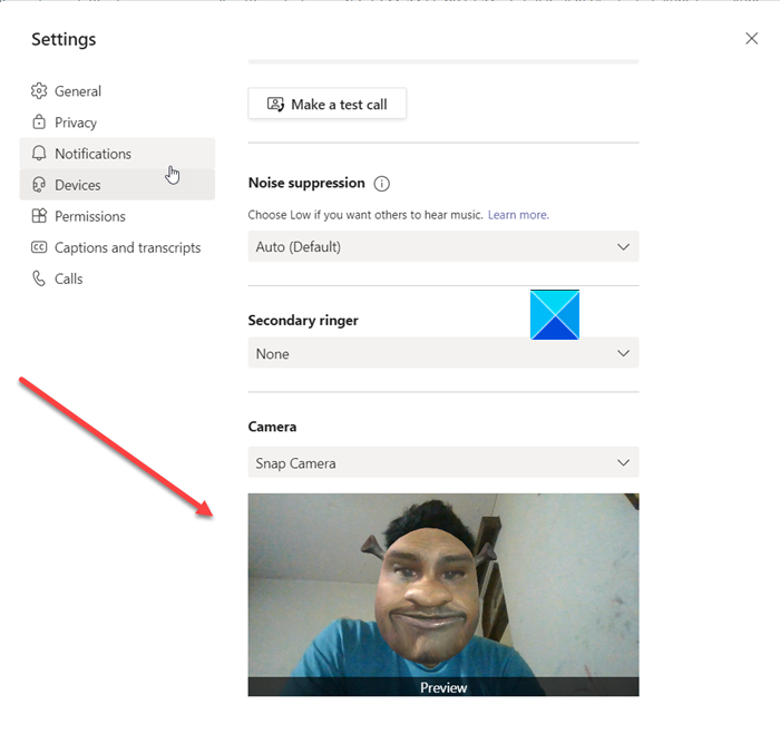 Snapchat-filters in Microsoft Teams