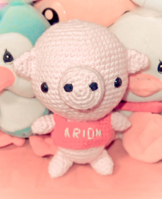 crocheted pig amigurumi with soft toys