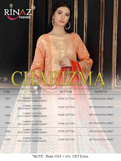 Rinaz Fashion Charizma Vol 5 Cabric Cotton Pakistani Suits