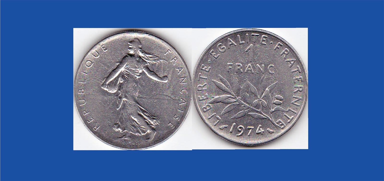 Monedas del Mundo moneda de un (1) franc de francia de 1974