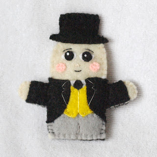 Sir Topham Hatt felt finger puppet handmade by Joanne Rich for her friends daughter.