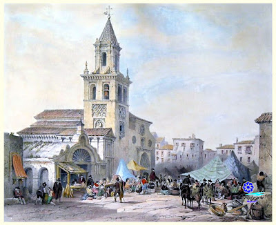 Sevilla - Iglesia de Omnium Sanctorum y Mercado de la calle Feria hacia 1830