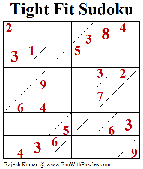 Tight Fit Sudoku (Puzzles for Adults #174)