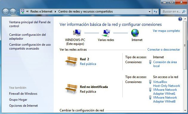 centro de redes y recursos compartidos - Windows 7