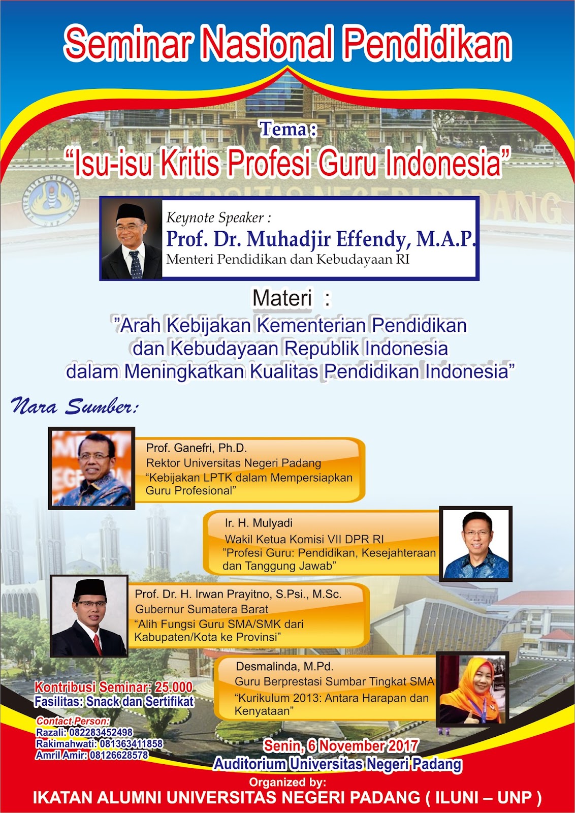 Seminar Nasional UNP, Thema "Isu-isu Kritis Profesi Guru Indonesia"