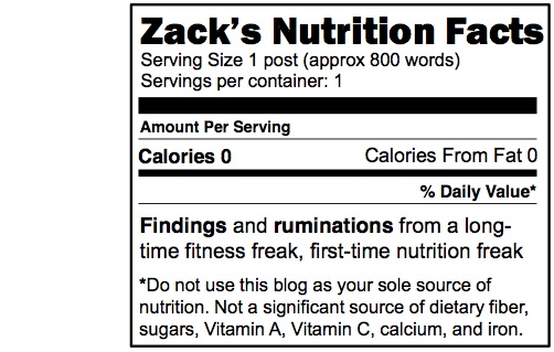 Zack's Nutrition Facts