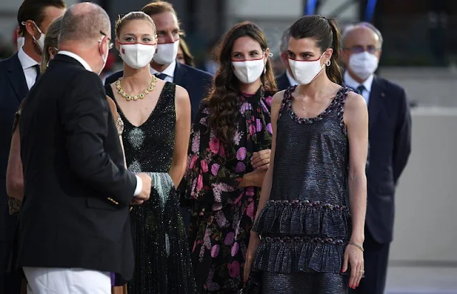 Carlotte Casiraghi in Chanel dress. Princess Caroline in Chanel brown dress. Tatiana Santo Domingo in Giambattista Valli dress